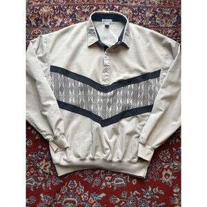 Vintage Alexxus Shirt Mens Medium Tan Geometric Elastic Waist